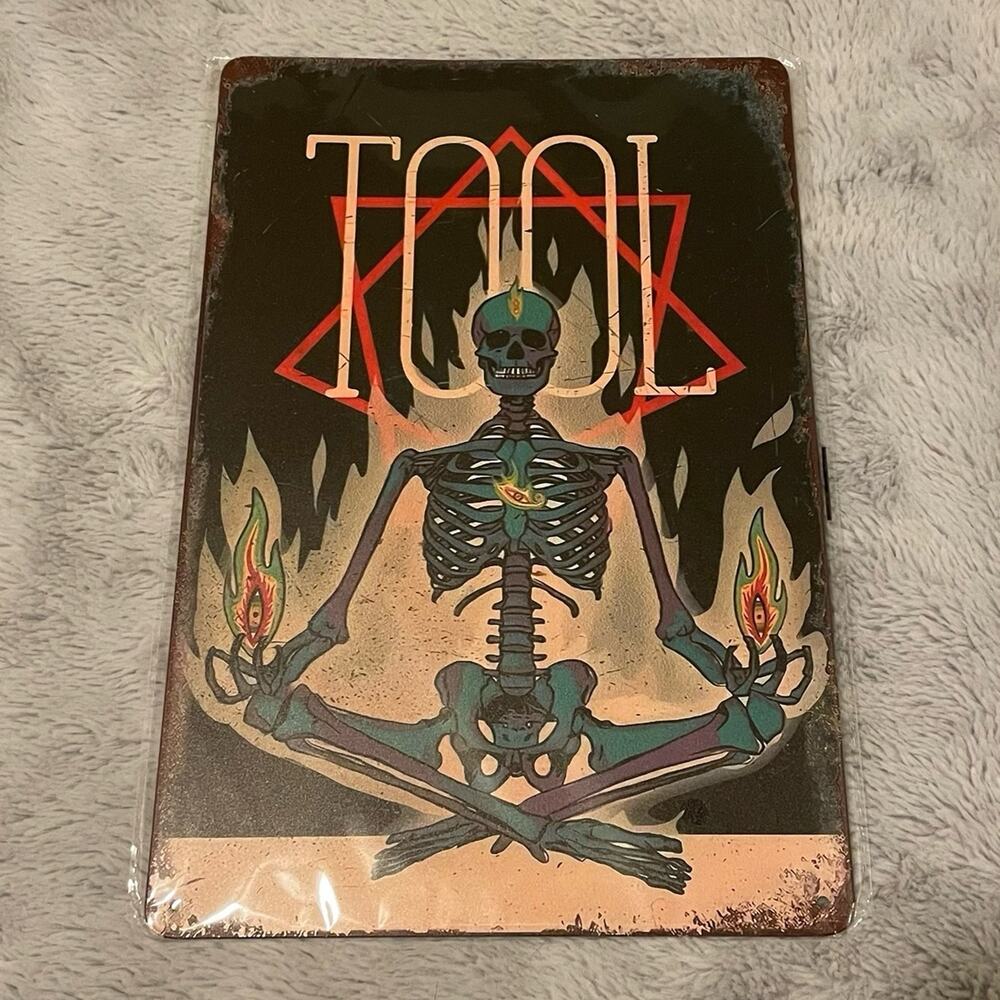 Tool Band Meditating Skeleton ~ 8” x 12” Metal Sign